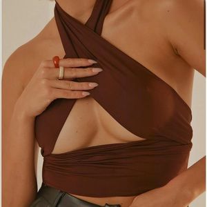 NWT Peppermayo - Essie Multi Halter Top - Choc Brown
